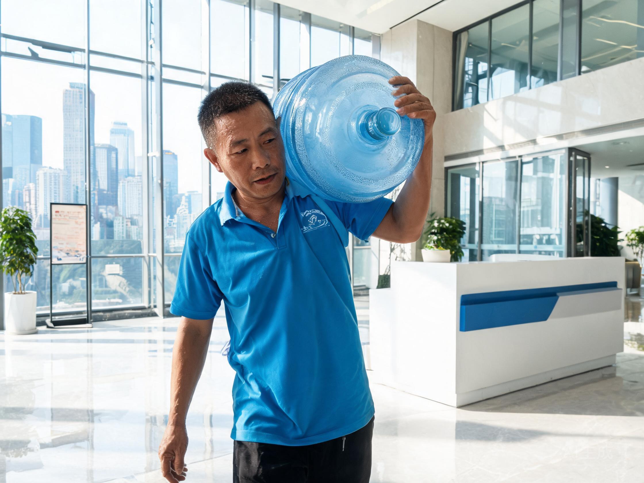 渝知泉配送员为重庆写字楼送水上门